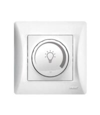 Lineme Χωνευτός Διακόπτης Dimmer(A/R) με Πλαίσιο LED Περιστροφικός 200W σε Λευκό Χρώμα 50-00141-1