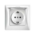 Lineme Μονή Χωνευτή Πρίζα Ρεύματος Ασφαλείας με Καπάκι Λευκή 50-00114-1