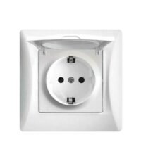 Lineme Μονή Χωνευτή Πρίζα Ρεύματος Ασφαλείας με Καπάκι Λευκή 50-00114-1