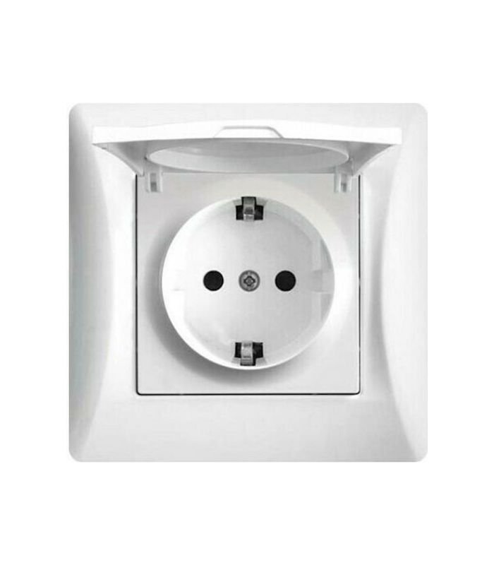 Αντίγραφο του Ανώνυμο (11) Lineme Μονή Χωνευτή Πρίζα Ρεύματος Ασφαλείας με Καπάκι Λευκή 50-00114-1 - Image 1