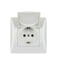 Lineme Μονή Χωνευτή Πρίζα Ρεύματος Ασφαλείας με Καπάκι Λευκή 50-00114-1 - Image 2