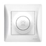 Lineme Χωνευτός Διακόπτης Dimmer με Πλαίσιο Απλός Περιστροφικός 500W σε Λευκό Χρώμα 50-00110-1