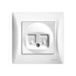 Lineme Πρίζα Τηλεφώνου με Πλαίσιο Διπλή σε Λευκό Χρώμα 50-00119-1